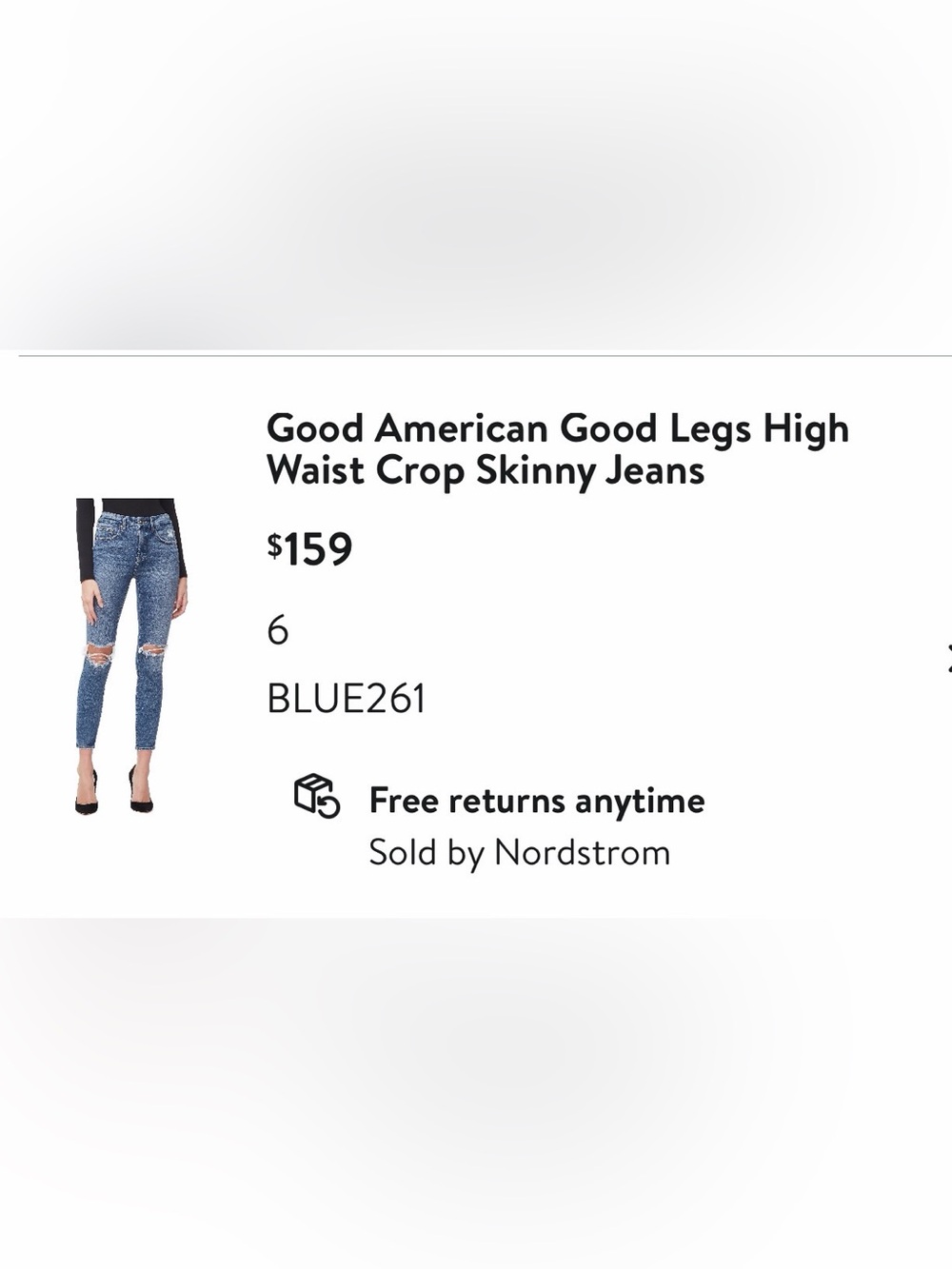 Good American Blue Waist Crop Skinny Jeans